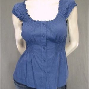 Theory Rebeta Top Linen Blend Blue M